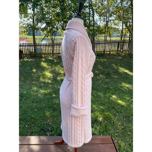 Soft Pink Jasmine Rose Intimates Cable Knit Plush Wrap Robe Sleepwear S/P - Picture 10 of 11